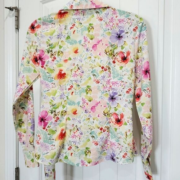 Rachel Zoe Womans Floral Wrap Blouse Side Tie Pink Red Green Blue Size Small NWO - Picture 7 of 7